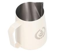 Jiawu Jarra para Espumar Leche de Acero Inoxidable, 450ml, Jarra para Espumar café, Boquilla para Verter sin Goteo, Taza Mezcladora de Latte Art para café en Casa (WHITE)