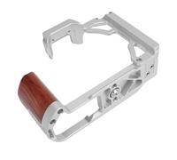 Jiawu Jaula de Cámara de Metal con de Madera para Microcámara ZFC, Marco Protector Confiable de Aleación de Aluminio para Accesorios de Disparo Versátiles (Silver)