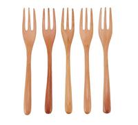 Jiawu Juego de 5 Tenedores de Madera, Juego de Utensilios de Madera de 3 Puntas de 7,5 Pulgadas para Comer, Tenedores de Ensalada Japoneses Reutilizables, Cubiertos de para