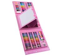 Jiawu Juego de Arte de Crayones de 208 Piezas para Niños, Kit de Dibujo de Diseño de Dibujos Animados en Caja con Caballete Integrado, Lápices de Colores y Accesorios, Suministros para Colorear DIY