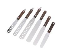 Jiawu Juego de Espátulas Rectas para Glaseado de 6 Piezas de Acero Inoxidable para Decoración de Pasteles, Horneado, de Madera, Fácil de Limpiar, para Todos los Panaderos y Artistas