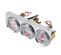 Jiawu Juego de Medidores Universales 3 en 1, Temperatura del Agua, Voltios, Prensa de Aceite, Kit de Medidor Triple de 52 Mm para Motores Clásicos Hot Rods, GM, Esfera Blanca, Aguja Roja,