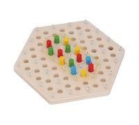 Jiawu Juego de Tablero de Madera, Desarrollo del Pensamiento Estratégico y Habilidades Cognitivas, Juego de Clavijas de Madera, Juguete Educativo de Aprendizaje Temprano con 21 Bandas Elásticas para