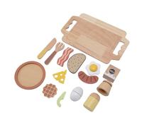 Jiawu Juegue Comida Falsa, Madera de Haya Segura, Juego de Comida para Niños Pequeños, Juguetes Educativos con Tabla de Cortar, Huevo de Leche y Accesorios de para Jugar a Cocinar