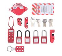 Jiawu Kit de Etiquetado de Bloqueo Eléctrico Multifuncional con 4 Candados de Seguridad, 3 Cerraduras de Disyuntor, 2 Cerrojos y 10 Etiquetas para Bloqueo de Equipos Mecánicos e Industriales