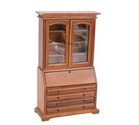 Jiawu Librería de Muebles de Casa de Muñecas en Miniatura 1:12 Hecha de Madera de Abedul: Estante de Exhibición de Diseño Intrincado para Decoración del Hogar (Granate)