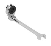 Jiawu Llave de Trinquete, 2 en 1 CW CCW Llave Combinada de Trinquete Cabeza Flexible Métrica con Extremo Abierto de 10 Mm para Freno de Tuercas de Tubería de Aire Acondicionado Acero Cr V Herramienta