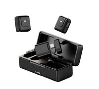 Jiawu Micrófono Lavalier Inalámbrico, 2 Mini Micrófonos Inalámbricos de 32 KHz/24 bits, Micrófono con Clip con Cancelación de Ruido de Uso 22 H para Vlogging, Grabación
