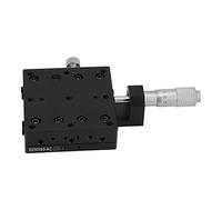 Jiawu Micrómetro de Etapa Lineal de Precisión, Guía de Rodillos Cruzados de Ajuste Fino Manual, Aleación de Aluminio Anodizado Negro, 60x60mm