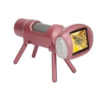 Jiawu Microscopio para Niños con Aumento Ajustable 50X-300X con 8 Luces LED, Peso Ligero de 357 G, Cable USB, Portaobjetos de Vidrio (Pink)