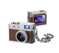 Jiawu Mini Cámara Llavero, Mini Cámara Digital Retro 1080P FHD, Cámaras Pequeñas Portátiles Compactas, Grabadora de Vídeo de Bolsillo Vintage con Tarjeta de 32 GB, Adaptadores OTG (Brown)