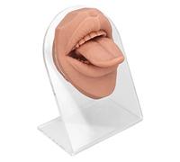 Jiawu Modelo de Lengua de Silicona, Diseño Realista de Silicona Suave, Modelo de Boca de Lengua Humana, de Exhibición de con Soporte Acrílico para Exhibición de Joyería y Práctica de Perforación