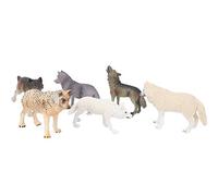 Jiawu Modelo de Lobo, Modelo de Lobo Salvaje de Simulación Realista, de de Escritorio con Seguridad sin Rebabas para Niños, Colección de Juguetes y Decoración del Hogar (Conjunto de Seis Lobos)