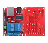 Jiawu Módulo Controlador, Placa de relé de 2 Vías con Control de Red LAN Ethernet Entrada DC5-24V Microcontrolador Industrial Extensible a 8 Salidas con Indicadores de Estado de Energía para Control