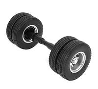 Jiawu Neumático RC Eje Trasero No Motorizado Cubo de Rueda de 10 Orificios Apto para Remolque de Tractor 1/14, Neumático de Goma de Alta Capacidad de Carga Cubo de Aleación de Aluminio para