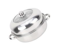 Jiawu Olla de Acero Inoxidable, 11 Pulgadas, Olla Vaporera de Una Capa, | Hervidor de sopa multiusos, listo para inducción, asas resistentes al calor, cocción visible, para guisar en el hogar y
