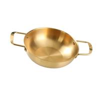 Jiawu Olla de Ramen Coreana de Acero Inoxidable de 22 Cm, Olla de Fideos Liviana con para Camping y Hogar, Acabado Dorado para un Calentamiento Rápido y Uniforme (18 cm/7,1 pulgadas (color dorado))