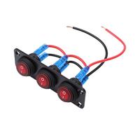 Jiawu Panel de Interruptor Basculante de 3 Bandas, Panel de Interruptor Basculante Redondo Impermeable de 20 A con Luz LED para Coche, Barco, Camión, Remolque, RV, Yate, UTV, ATV