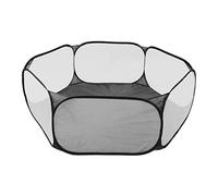 Jiawu Parque para Mascotas Pequeño, Malla de Alambre Hexagonal Reforzada y Diseño de Media Tela, Parque Plegable, Transpirable con Fácil Acceso para Animales Pequeños y Mascotas (Black)