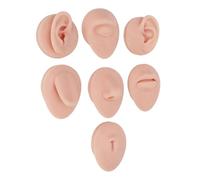 Jiawu Partes del Cuerpo de Silicona Suave Modelo Ojo Oreja Nariz Boca Lengua Ombligo con Estante de Exhibición Acrílico para Práctica de Enseñanza, Piel de Imitación de Forma 3D Vívida, Juego (Color