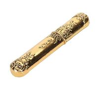 Jiawu Portaagujas Vintage Aleación de Zinc Estuche para Agujas de Coser Multiusos Almacenamiento Compacto y Liviano para Botones y Alfileres, Hermoso Patrón Grabado (GOLD)
