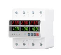 Jiawu Protector de Corriente de Voltaje de Riel DIN Trifásico, Protector de Reinicio Automático de Sobretensión AC220V 380V 100A, Dispositivo de Protección de Reinicio Automático de Salida 3NO para