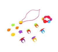 Jiawu Pulsera de Collar con Anillo Sensorial de Silicona, Juego de 22 Piezas con Dijes de Silicona Intercambiables para Aliviar la Ansiedad, Joyería de Textura Portátil para Niños, Adolescentes y