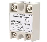Jiawu Relé de Estado Sólido SSR-40VA, Carga de CA de 24-380 V Control de CA de 50-250 V SSR Monofásico, Módulo de Conmutación Electrónica con Protección de Sellado, para Temperatura de Automatización