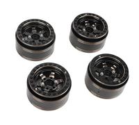 Jiawu Ruedas Beadlock RC 1/10, Cubo de Latón de Electroforesis Negra, Estilo Personalizado para Exhibición de Colección de Modelos de Coches