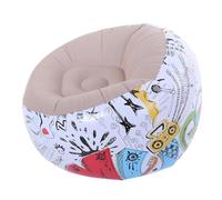 Jiawu Sofá Inflable con Patrón de Garabatos de PVC Flocado para Sala de Estar, Dormitorio, Soporte Ergonómico, Comodidad Portátil para Transiciones en Interiores y Exteriores