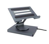 Jiawu Soporte de Carga 7 en 1 USB C Hub Soporte Giratorio de 360 Grados para Tableta Estación de Acoplamiento para Pro Laptop Book 2, Aleación de Aluminio Plateado