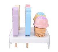 Jiawu Soporte de Madera para Helados, Juego Realista de Tienda de Helados para Niños Pequeños con Mostrador de de Madera para el Desarrollo de Habilidades Sociales, Trabajo en Equipo, Comunicación,