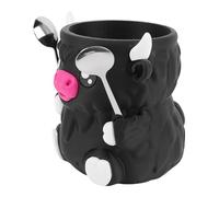 Jiawu Soporte para Pinta de Helado, Base Antideslizante Aislada, Adorable Forma de Vaca de las Tierras Altas, Ideal para Pinta de Helado de 16 Oz Hecha a Mano con Material PLA (BLACK)