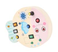 Jiawu Tablero Sensorial de Madera, Excelente Juego de Mesa con Interruptor de Luz LED Inodoro, Seguro de Madera de Haya, Tablero de Interruptor LED de con Luces Accesorios para Niños de Aprendizaje