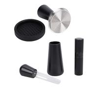 Jiawu Tamper de café, Kit de Accesorios de de 58 Mm con Distribuidor de café Tipo Aguja, Soporte de Silicona Antideslizante con Botella Rociadora de Granos de para Máquinas de Domésticas