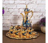 Jiawu Tazas para Beber Vino de Metal de Aleación de Zinc, Conjunto de Petaca de Estilo Ruso, Artesanía para el Hogar, Decoración de Mesa de Regalo de Boda para Sala de Estar (BLUE)