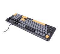 Jiawu Teclado para Juegos con Cable, Teclado Ergonómico de Membrana Retroiluminado con Perilla para Trabajo, Juegos, Mecanografía, Oficina