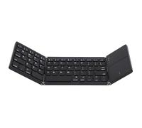 Jiawu Teclado Plegable con Panel Táctil, Teclado Portátil Inalámbrico Bluetooth, Teclados Plegables de Bolsillo Ultradelgados Recargables, Viaje para iOS Android Laptop PC Tablet (Black)