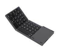 Jiawu Teclado Plegable con Panel Táctil, Teclado Portátil Inalámbrico Bluetooth, Teclados Plegables de Bolsillo Ultradelgados Recargables, Viaje para iOS Android Laptop PC Tablet (Grey)