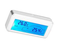 Jiawu Termómetro Digital para Automóvil Pantalla LCD de 12 V Medidor de Temperatura Interior y Exterior con Alta Sensibilidad, Encendedor de Cigarrillos Enchufable, Lectura en Grados Celsius