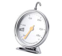 Jiawu Termómetro para Horno, 50C a 280C, sin Batería, Esfera Grande, Termómetro de Cocina de Acero Inoxidable, para Alimentos con Colgador y Base para Hornear, Asar, Horno de Gas, Eléctrico