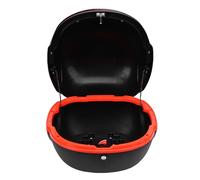 Jiawu Top Case, Caja Trasera con Cerradura de 32 L con Forro Extraíble Respaldo Cómodo Tiras Reflectantes para Motocicletas con Portaequipajes Trasero (Black)