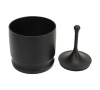 Jiawu Vaso Dosificador de café de Aleación de Aluminio, Recolector de Polvo Antivuelo de 58 Mm para, Bordes Lisos, Mano de Obra Fina, Anillo de Prensa Antiexplosión, Gris (Negro 58MM)