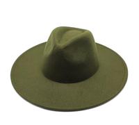 Jiaxu Sombreros, Sombrero Fedora de ala Ancha de 9,5 cm, Gorra clásica de Color sólido, Sombrero de Fieltro de Estilo británico, Gorra de Jazz Panamá for otoño e Invierno(Ejercito Verde)
