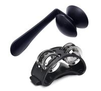 Jiayouy 2 piezas de agitador de talón con instrumento de percusión de pandereta de pie para tocar batería y guitarra