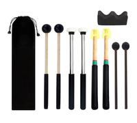 Jiayouy 4 pares de mazos de tambor de lengua de acero con soporte y bolsa de almacenamiento, 3 pares de palos de percusión de cabeza de goma, 1 par de baquetas de tambor de cabeza de fieltro, martillo