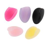 Jiayouy - 5 almohadillas de silicona suave para el pulgar para flauta, instrumento de viento, color negro, morado, rosa, amarillo y rosa