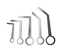 Jiayouy 5 anillos de nivelación de saxofón de acero inoxidable con fundas en forma de L, herramienta de reparación de viento de madera, color plateado