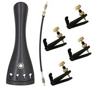 Jiayouy 6 piezas de cordal de violín de ébano 4/4-3/4 con 4 afinadores finos, 1 kit de accesorios de violín de nailon negro