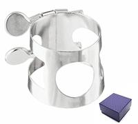 Jiayouy Abrazadera de boquilla para saxofón alto, doble tornillo, chapado en plata